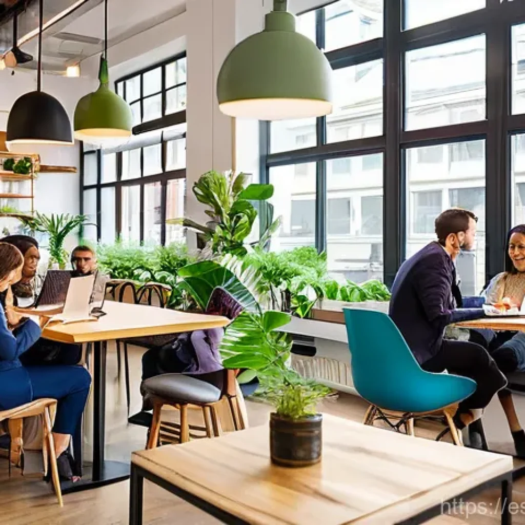 직업 전환을 위한 네트워킹 팁 - **Image Prompt: The Informal Connection Hub**
    "A vibrant, sunlit co-working café bustling with d...