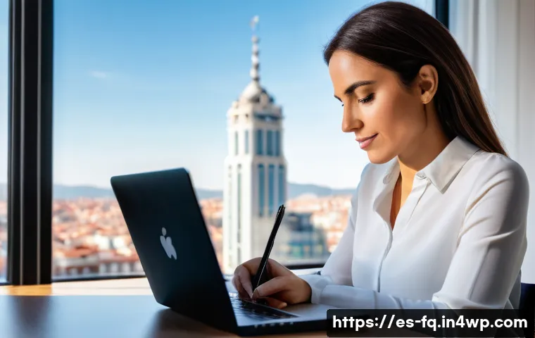 직업 전환 프로세스 단계별 가이드 - A professional Spanish woman in her early 30s, dressed in smart casual attire with a neat blouse and...